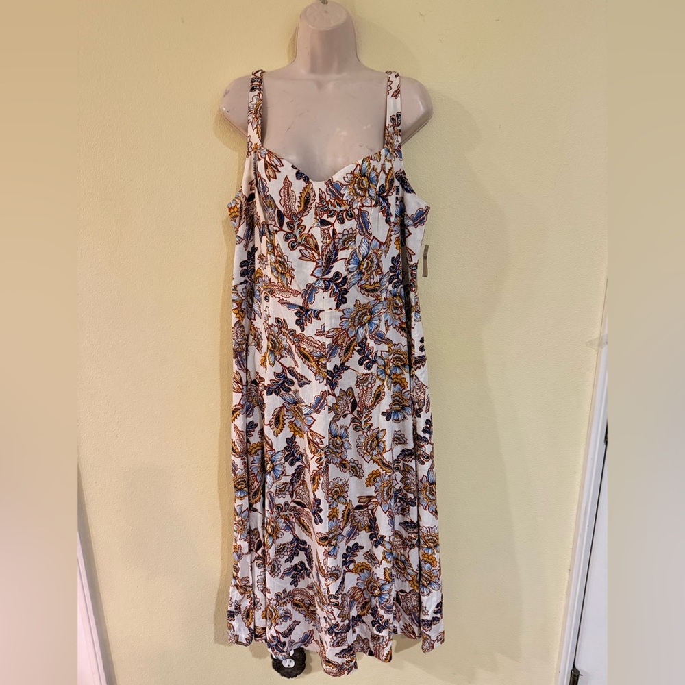 Old Navy Women's Maxi Dress with Floral Pattern Linen & Viscose 2x NWT pockets